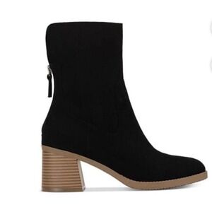 Sun + Stone Womens Black Block Heel Ankle Boots Size 9.5 Back Zip Booties